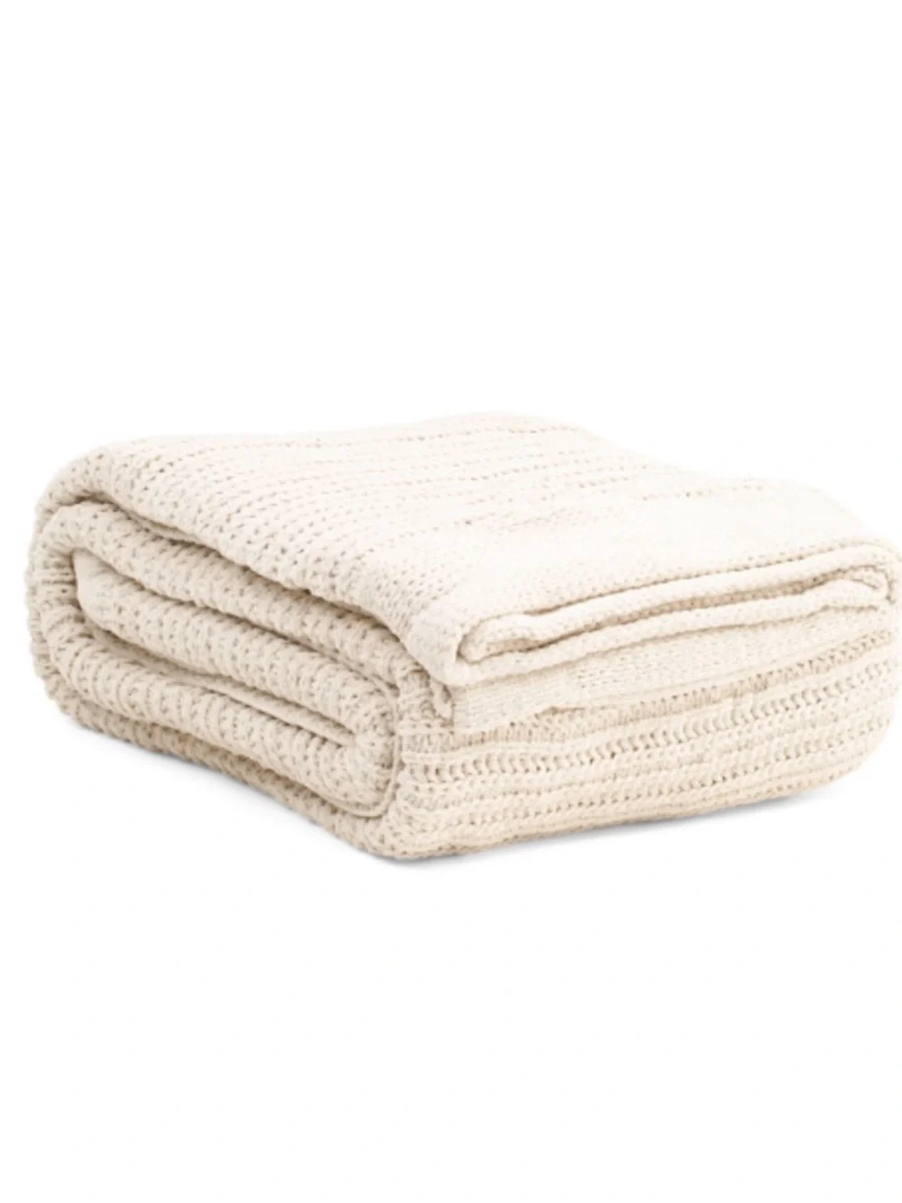Martha Stewart Neutral Knit Chenille Blanket in Cream